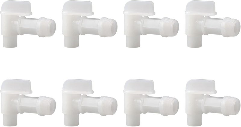 MUGLIO 8Pcs 3/4” Male Barrel Faucet for 5 Gallon Water Jugs Plastic Drum Faucet Spigot Replacement Water Spigot by (White) - Image 1